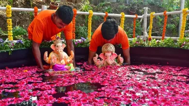 "Ganesh Mandals prepare for immersion in artificial pond after government meeting."