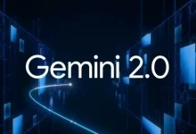 Google Gemini 2.0 official launch event display with modern technology highlights.