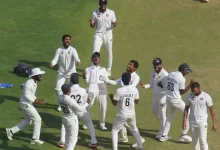 Gujarat cricket team reacting to semi-final loss against Kerala in a tense match moment.