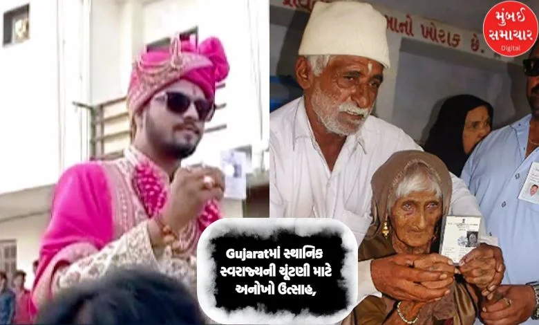 Unique enthusiasm for local body elections in Gujarat, groom and bride cast their votes