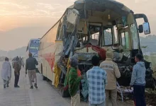 Scene of a major road accident in Jaunpur with wreckage, injured people, and emergency responders present.