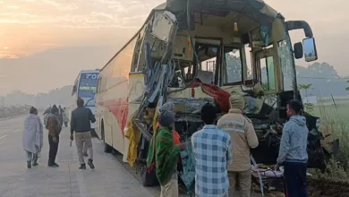 Scene of a major road accident in Jaunpur with wreckage, injured people, and emergency responders present.