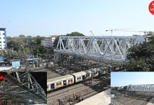 Work on shifting of 550 metric ton girder of Karnak Railway Bridge completed