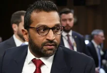 Kash Patel speaking at Senate hearing for FBI director confirmation amid Democratic opposition.