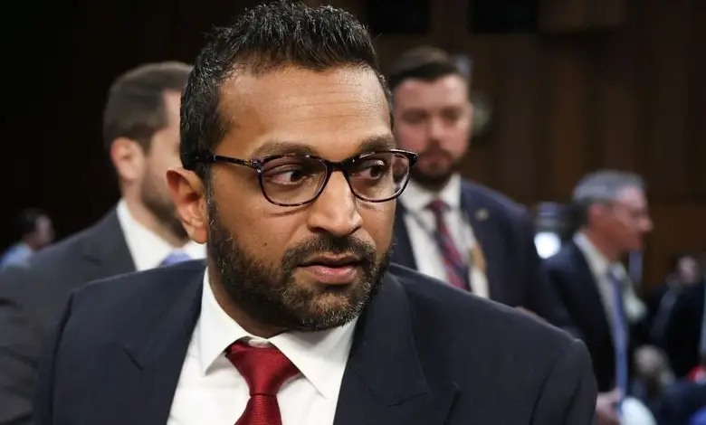 Kash Patel speaking at Senate hearing for FBI director confirmation amid Democratic opposition.