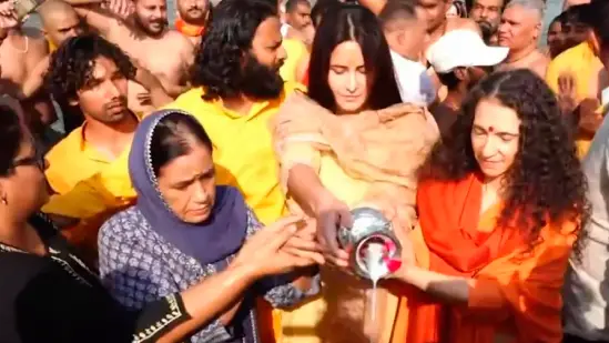 katrina kaif takes holy dip at triveni sangam mahakumbh