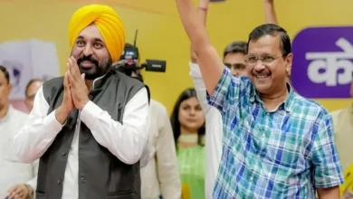 Arvind Kejriwal and Punjab CM Bhagwant Mann engaged in a tense political meeting amid regional developments.