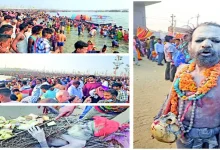 A beautiful snapshot capturing the essence of Mahakumbh with devotees and sacred rituals.