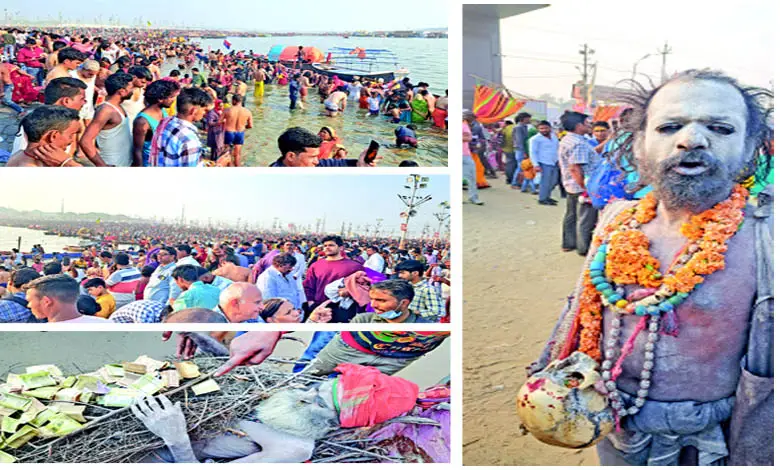 A beautiful snapshot capturing the essence of Mahakumbh with devotees and sacred rituals.