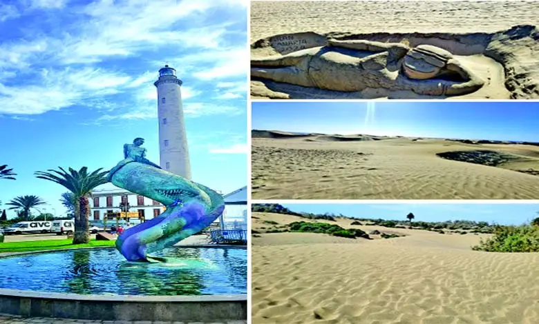 Maspalomas dunes and lighthouse in Gran Canaria, Canary Islands