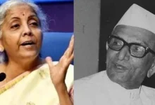 How far behind Morarji Desai is Nirmala Sitharaman in setting records?