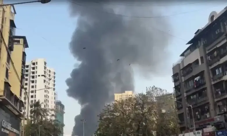 "Massive fire erupts at Jogeshwari furniture market, Mumbai."