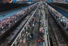 "Video still showing chaos at New Delhi Railway Station as people faint from suffocation amid a huge Maha Kumbh crowd."