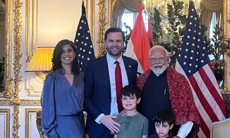 "PM meeting JD Vance's family in Paris as VP praises his gracious and kind demeanor during the visit."