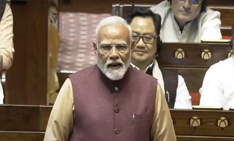 PM Modi addressing the media astir  the prohibition  connected  Dev Anand's films during the Emergency.