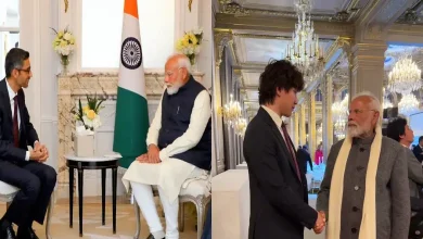 PM Narendra Modi discussing AI with Sundar Pichai and Alexandr Wang at Paris Summit