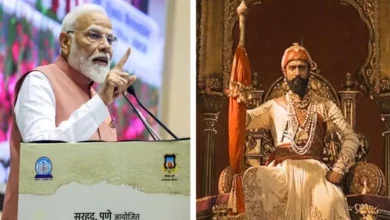 PM Narendra Modi and Vicky Kaushal discussing movie Chhaava at a cultural event.