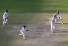 Kerala cricket team celebrating their narrow two-run lead against Gujarat in Ranji Trophy semi-final.