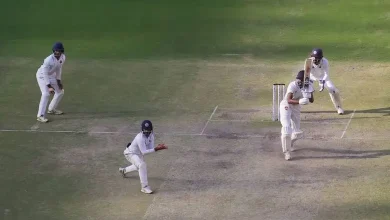 Kerala cricket team celebrating their narrow two-run lead against Gujarat in Ranji Trophy semi-final.