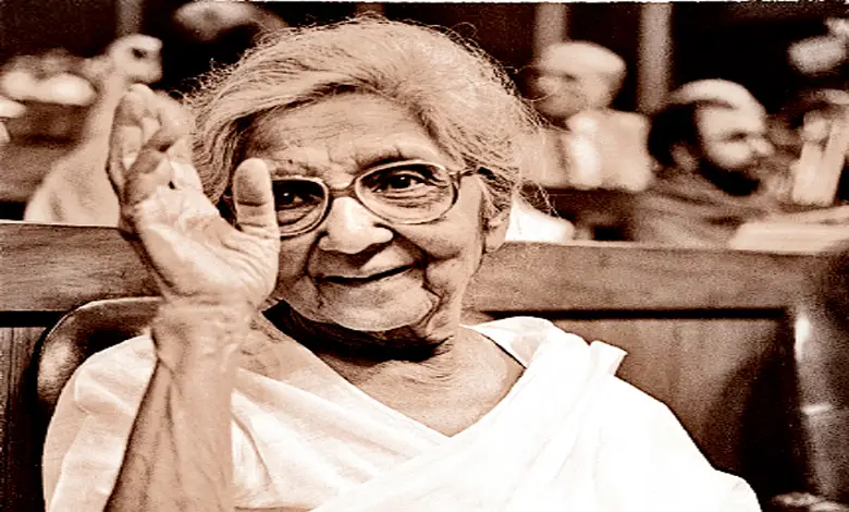 Aruna Asaf Ali, the Grand Old Lady of Indian politics, during a public speech.