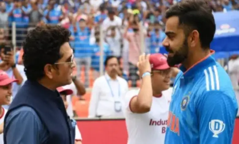 Sachin Tendulkar and Virat Kohli railway station signage at Indian railway station.