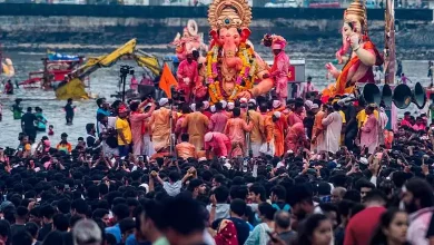 "Massive POP idol immersion at Girgaon Chowpatty beach with municipal and police authorities absent."