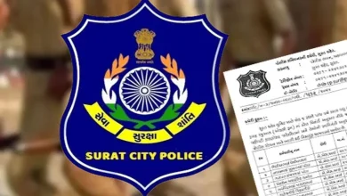 Image showing police personnel in Surat during an internal transfer operation as directed by the police commissioner.