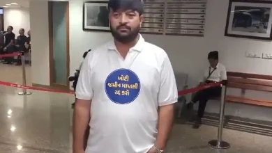 Gujarat Assembly AAP MLA evicted over refusal to remove anti-land survey sticker from t shirt