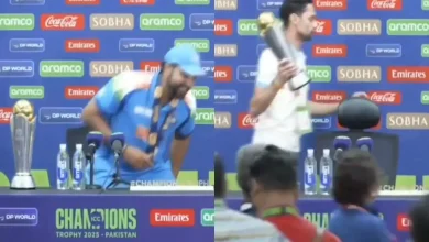 Rohit Sharma forgets Champions Trophy on the table