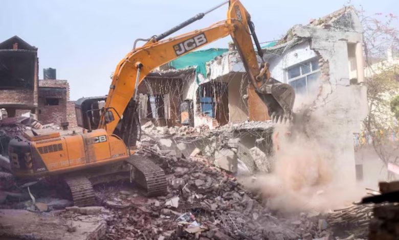 Grandpa's bulldozer hits anti-social elements' house again for the second day in Gujarat