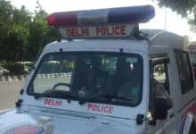 Police at the scene of firing incident in Delhi where five people were injured