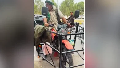 viral Pakistani uncle Desi Jugaad bike safety
