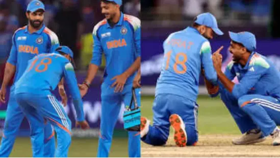 Virat got his foot kicked by Akshar on the Dubai ground, know why...