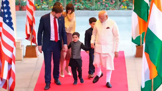 US Vice President J. D. Vance meets Prime Minister Modi with family, Modi interacts with children