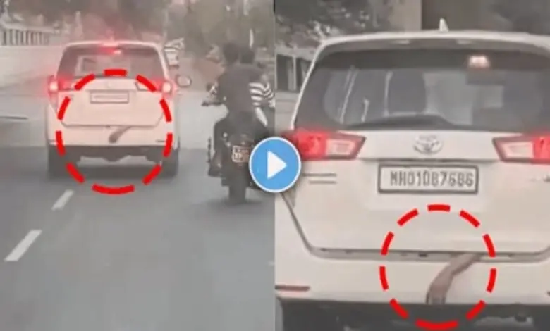 કારની ડિકીમાંથી લટકતા હાથનો વીડિયો