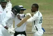 Fight on the cricket field