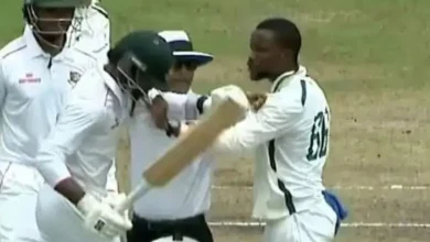 Fight on the cricket field