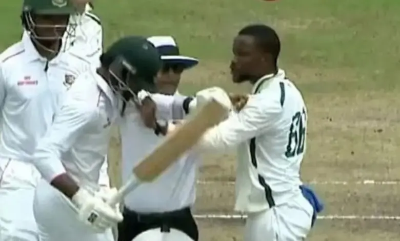 Fight on the cricket field