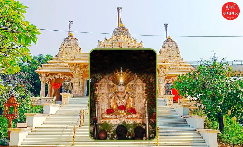 ગાંધીનગરના કોબામાં ભગવાન મહાવીરના લલાટ પર અદ્ભુત 'સૂર્યતિલક': શ્રદ્ધાળુઓ ઉમટ્યા