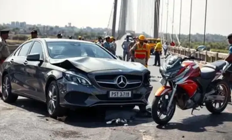 Mercedes Collision Motorcycle Death Pune