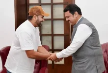 Picture taken during the meeting between Rohit Sharma and Devendra Fadnavis