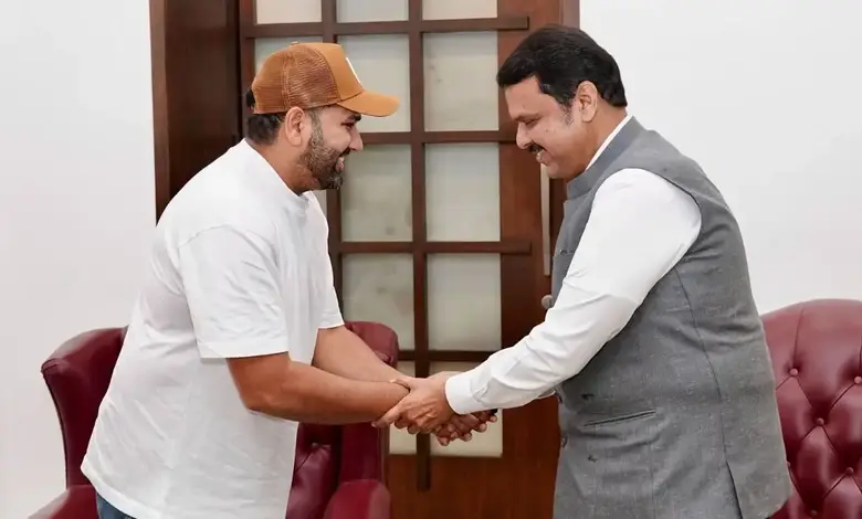 Picture taken during the meeting between Rohit Sharma and Devendra Fadnavis