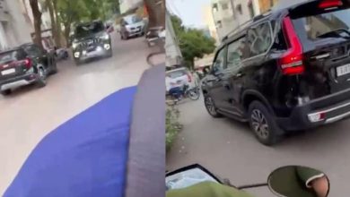 Scenes that rival even movies, SUV chases a girl in Rajkot, watch video
