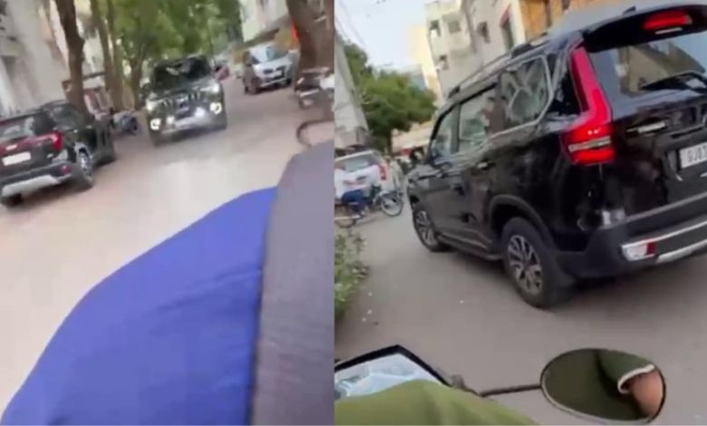Scenes that rival even movies, SUV chases a girl in Rajkot, watch video