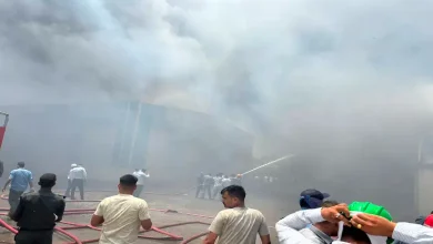 A massive fire broke out in the cotton godown of Welspun Company located in Varasamedi...