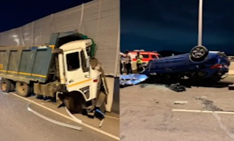 "BMW Car Collides with Dumper on Atal Setu, Driver Dies"