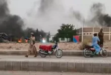 Baloch Liberation Army fighters in Balochistan or a map showing Sorab district