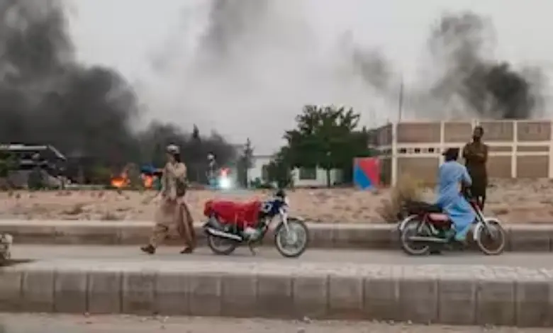 Baloch Liberation Army fighters in Balochistan or a map showing Sorab district