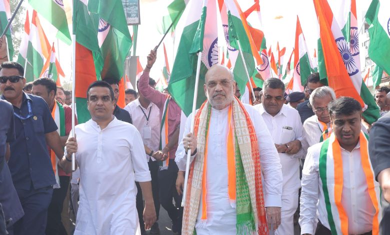 "Amit Shah Leads Tiranga Yatra in Ahmedabad"