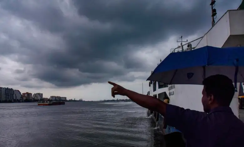 Southwest monsoon clouds approaching the Kerala coast.